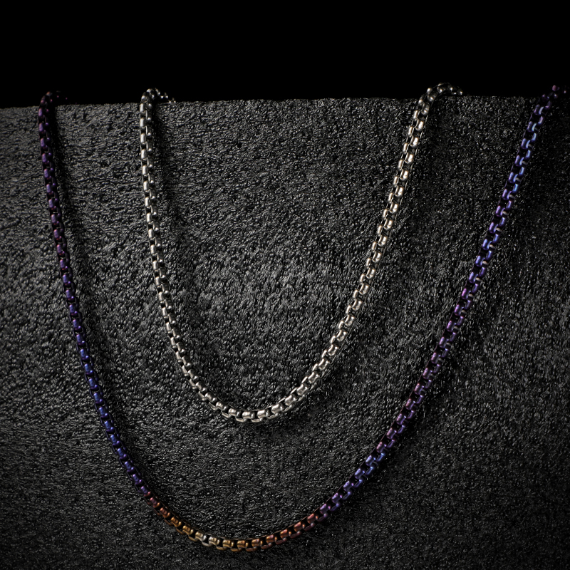 Necklace Titanium Square Bead Chain